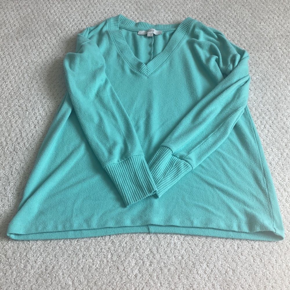 Loft sweater V neck teal seafoam color